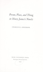 Person, place, and thing in Henry James's novels /