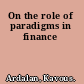 On the role of paradigms in finance