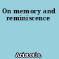 On memory and reminiscence
