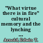 "What virtue there is in fire" cultural memory and the lynching of Sam Hose /