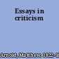 Essays in criticism