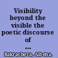 Visibility beyond the visible the poetic discourse of American transcendentalism /