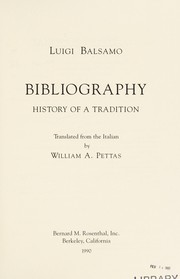 Bibliography : history of a tradition /