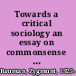 Towards a critical sociology an essay on commonsense and emancipation /