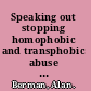 Speaking out stopping homophobic and transphobic abuse in Queensland /