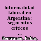 Informalidad laboral en Argentina : segmentos críticos y políticas para la formalización /