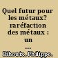 Quel futur pour les métaux? raréfaction des métaux : un nouveau défi pour la société /