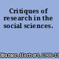 Critiques of research in the social sciences.