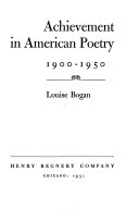 Achievement in American poetry, 1900-1950.