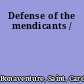 Defense of the mendicants /