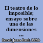 El teatro de lo imposible; ensayo sobre una de las dimensiones fundamentales del teatro español contemporáneo.