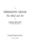 Hermann Hesse: his mind and art.