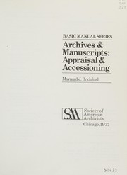 Archives & manuscripts : appraisal & accessioning /