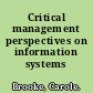 Critical management perspectives on information systems