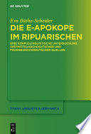 Die E-Apokope im Ripuarischen : eine korpuslinguistische Untersuchung spätmittelhochdeutscher und frühneuhochdeutscher Quellen /