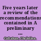 Five years later a review of the recommendations contained in A preliminary study, the status of women in Alaska, 1977 /