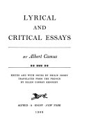 Lyrical and critical essays /