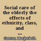 Social care of the elderly the effects of ethnicity, class, and culture /