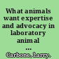 What animals want expertise and advocacy in laboratory animal welfare policy /