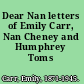 Dear Nan letters of Emily Carr, Nan Cheney and Humphrey Toms /