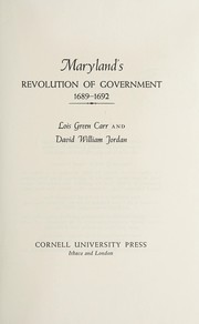 Maryland's revolution of government, 1689-1692 /