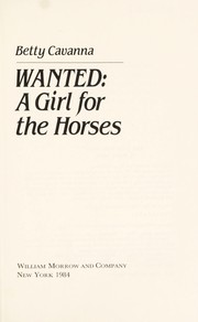 Wanted, a girl for the horses /