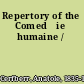 Repertory of the Comed́ie humaine /