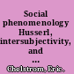 Social phenomenology Husserl, intersubjectivity, and collective intentionality /