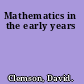Mathematics in the early years