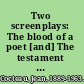 Two screenplays: The blood of a poet [and] The testament of Orpheus /