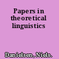 Papers in theoretical linguistics