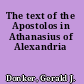 The text of the Apostolos in Athanasius of Alexandria