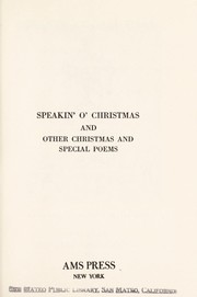 Speakin' o' Christmas, and other Christmas and special poems /