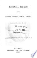 Farewell address to the Payson Church, South Boston / delivered November 22, 1857, by Rev. J.H. Fairchild