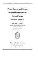 Prose, poetry and drama for oral interpretation : second series /