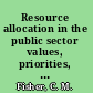 Resource allocation in the public sector values, priorities, and markets in the management of public services /