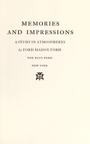 Memories and impressions : a study in atmospheres /