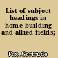 List of subject headings in home-building and allied fields;