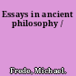 Essays in ancient philosophy /