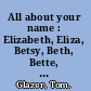 All about your name : Elizabeth, Eliza, Betsy, Beth, Bette, Betty, Lizzie, Liz /