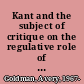 Kant and the subject of critique on the regulative role of the psychological idea /