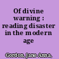 Of divine warning : reading disaster in the modern age /