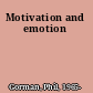 Motivation and emotion