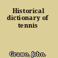 Historical dictionary of tennis