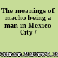 The meanings of macho being a man in Mexico City /