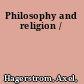 Philosophy and religion /