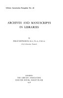 Archives and manuscripts in libraries.