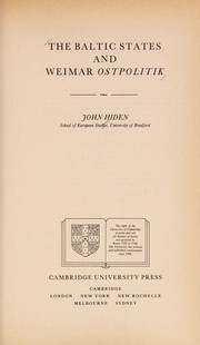 The Baltic states and Weimar Ostpolitik /