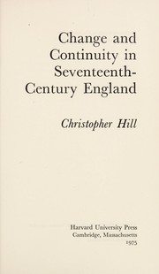 Change and continuity in seventeenth-century England /