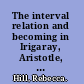 The interval relation and becoming in Irigaray, Aristotle, and Bergson /